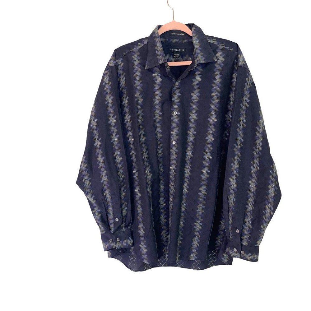 Jhane Barnes Button Up Shirt Mens Size XL Vintage Italian Woven Cotton Linen